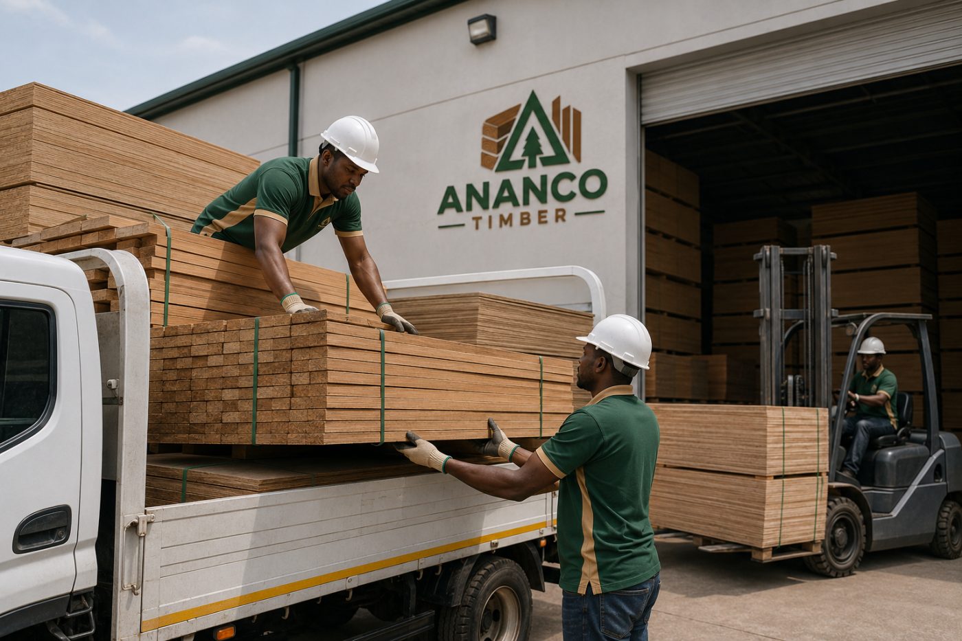 Ananco Timber delivery truck being loaded